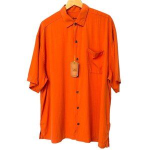 NWT Tommy Bahama Island Twill Camp Shirt Size 1XB Orange 100% Silk New